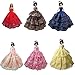 Sakiyr Doll Clothes, Doll Dresses - Quality Fashion Wedding Party Gown Outfits for Doll Xmas-Gift (6PCS-Random)