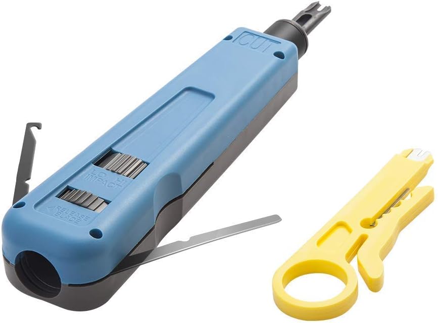 Punch Down Tool with 110/88 Blade & Extra Wire Stripper for Cat6a/ Cat6/ Cat5e/ Cat5 Network Cable