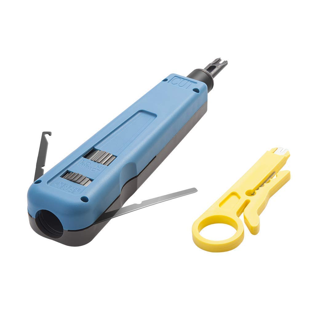 Punch Down Tool with 110/88 Blade & Extra Wire Stripper for Cat6a/ Cat6/ Cat5e/ Cat5 Network Cable