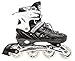 Scale Sports Kids Adjustable Inline Roller Blade Skates Black Large Sizes Safe Durable Outdoor Featuring Illuminating Front Wheels 905