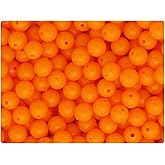 BeadTin Orange Opaque 8mm Round Plastic Craft Beads (300pcs)