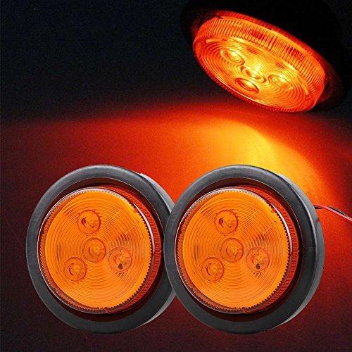 NEW SUN 2.5" Round LED Marker Lights RV Boat Trailer Lights Sealed Lens Amber LED Clearance 4 Diodes 12V 2Pack - Thumbnail 4