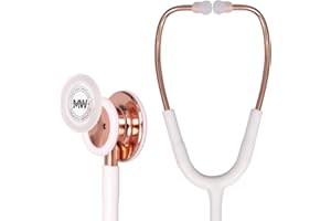 MaiWieel-Classic Monitoring Stethoscope Professional Dual Head Rose Gold Stethoscopes For Nurse,Doctor,Vet,Home Medical,EMT,Double-Sided Stainless Chestpiece,Flexible Tubing & Soft Sealing Eartips(White Gold)
