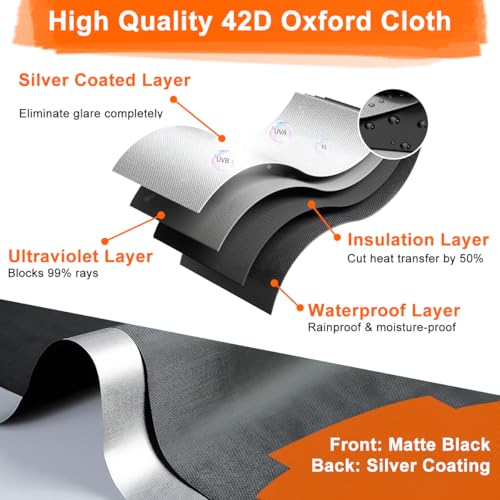 Blackout Blind 147x400cm, No Drill Window Cover for Bedroom Portable Blackout Blinds Stick On Window Curtains with Tools, 420D Oxford DIY Darkening Black Out Privacy Shade for Home Office Car Travel