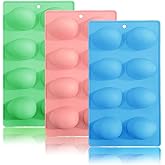 3 Pack 3D Easter Egg Silicone Molds, 8 Cavity Egg Shape Non-stick Baking Molds Tray DIY Baking Tool for Easter Chocolate Cake