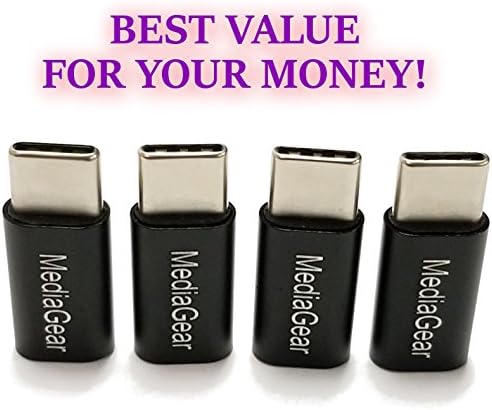 USB Adapter / Converter / Gender Changer (Micro USB (Female) to USB C (Male) - 4 Pack)