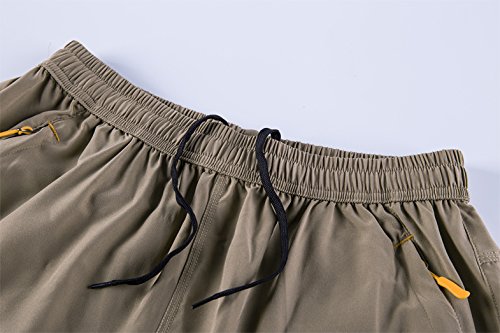 JINSHI Men\'s Outdoor Quick Dry Lightweight Sports Hiking Shorts Zipper Pockets (Khaki,M)