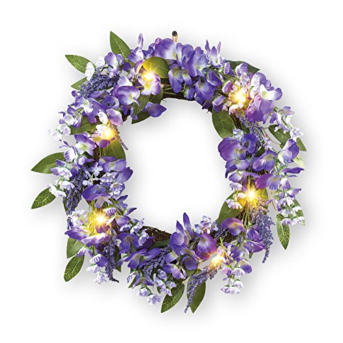 Wisteria Vine Spring Front Door Wreath with Lights - Thumbnail 3