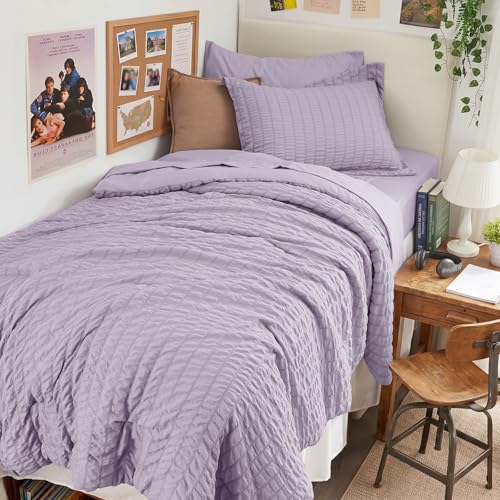 HYMOKEGE Lavender Twin Comforter Set Seersucker