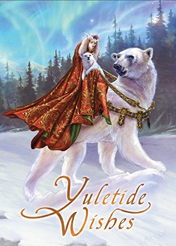 Queen of The Aurora Bears - Festive Christmas Yule Winter Solstice Greeting Card by Briar