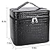 Train Case,COOFIT Portable Travel Makeup Case Crocodile Pattern Leather Beauty Box for Women Large Black