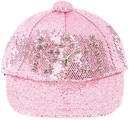 HBuir Pet Sun Protection Hat with Ear Holes Adjustable and Bling Rivets Baseball Cap,Pink