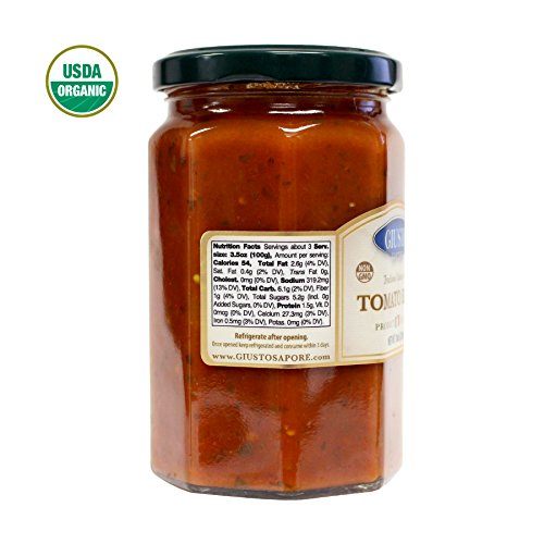 Giusto Sapore Traditional Organic Tomato Basil Italian Pasta Sauce 10oz - All Natural Non GMO Italian Premium Gourmet Brand - Made in Italy and Family Owned