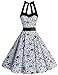 DRESSTELLS Women 50s Dress Vintage Cocktail Halter Dresses 1950s Rockabilly Audrey Hepburn Dress for Prom Bridesmaid Party Homecoming White Skull 2XL