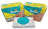 Pampers Swaddlers Diapers, Newborn, 20 Count Pack of 2 (Total of 40 Pampers) - Pampers Sensitive Wipes Travel Pack 56 Count.
