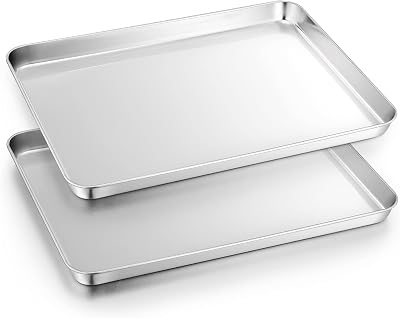 Herogo Stainless Steel Baking Tray Set of 2 40x30x2.5 cm, Dishwasher Safe