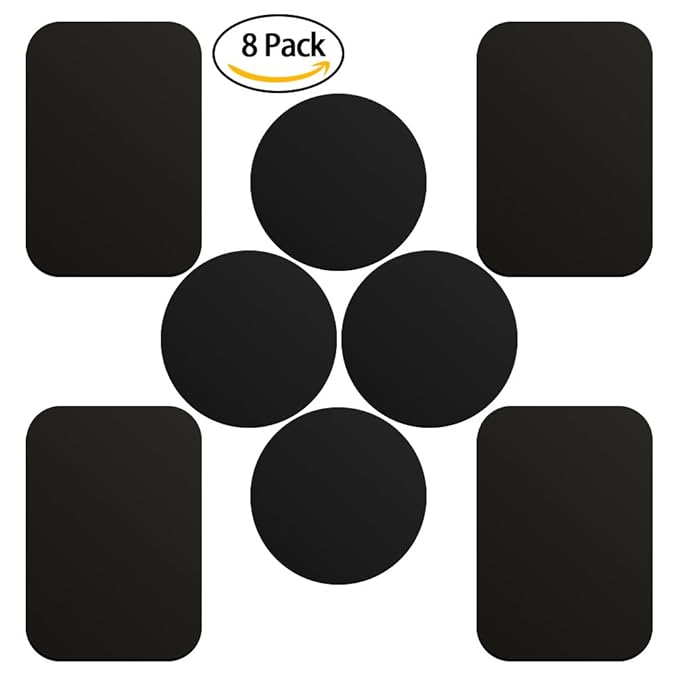 SKYEE[8 Stück] Metallplatte Metallplättchen Set Ersatzplatten 4 Runden+4 Rechteckig mit 3M Klebefolie für Magnet KFZ handyhal