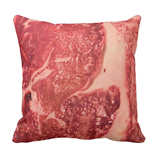 Zazzle Raw Meat Ribeye Steak Texture Throw Pillow 16" x 16"