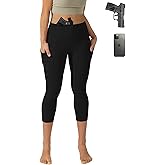 Lilcreek Women's Concealed Carry Leggings with Side Pockets,Concealment Compression Capri Yoga Pants