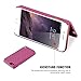 iPhone 6 6S Wallet Case, FLOVEME Hidden Mirror ID Credit Card Slots Holder Kickstand Feature Anti Scratch Shockproof Protective Flip Folio Hard Rugged Back Plastic Cover for Girls Women, Hot Pink
