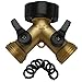 IPOW Solid Brass Body Backyard 2 Way Y Valve Garden Hose Connector Splitter Adapter + 6 Rubber Hose Washers with Comfort Grip primary
