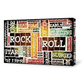 Canvas Wall Art Words Collage Design Painting Artwork for Home Prints Framed - 12x18 inches