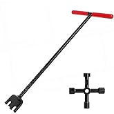 TIBOO DAY 24 Inch Water Meter Key Enforced Steel Water Shut off Tool T-Handle Water Meter Key Valve Shut off Tool 24 Length w