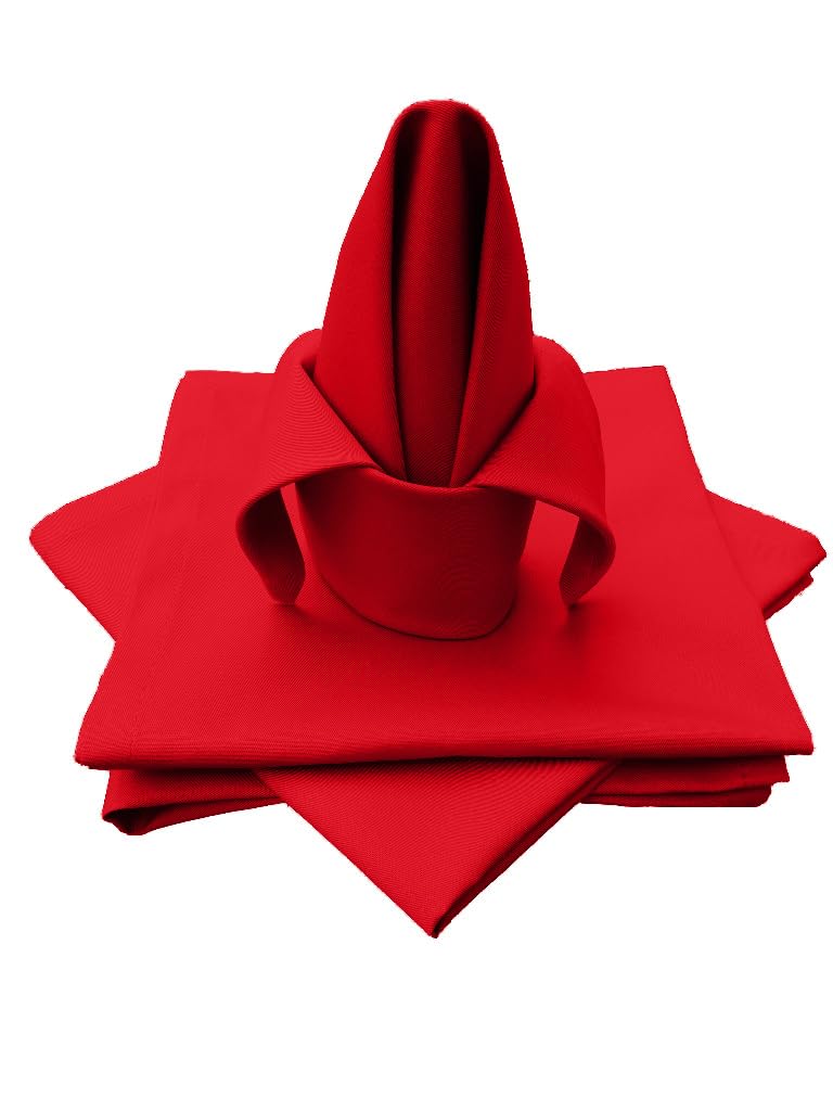 Lemos Home Fabric Napkin, Table Cloth, Set of 4, 100% Cotton, Concept Collection, Choice of Colours and Sizes (Fabric Napkin Set of 4-45 x 45 cm, Red)