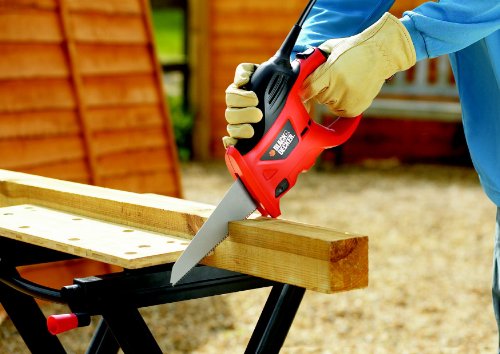 Black+Decker 400W Universal-Säbelsäge KS880EC (zum Sägen von Holz, Metall oder Kunststoff, inkl. Holzsägeblatt (239mm)) – Bild 5
