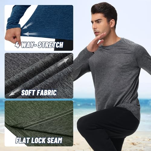 LalaHooK 5 Pack Long Sleeve Shirts for Men - UV Sun Protection Quick Dry Full Sleeve T-Shirts for Fishing Hiking Traveling