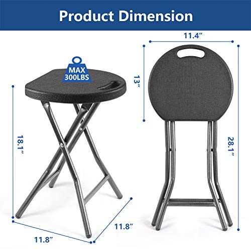 image for Rfiver Portable Folding Stools 18.1-Inch with Handle and 300 Pound Cap