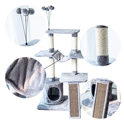 Catry, Cat Tree with Buildin Scratching Pad for Kittens, Brown