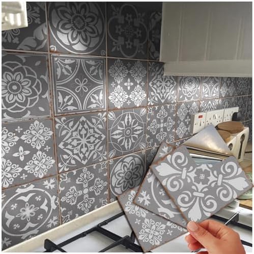 Tile Style Decals 48 Grey Victorian Moroccan Mosaic Style Tile Cover Stickers