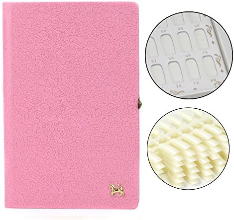 NMKL 160 Nail Color Display Book for DIY Nail Polish UV Gel Color Card Nail Salon Tools with Nail Tips (Pink)