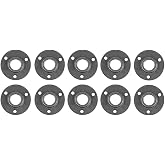 NIUBID 10 Pack 1/2 Inches Industrial Malleable Cast Iron Pipe Flange | Industrial floor flanges are used to connect,threaded black iron pipes for shelving, desk, and steampunk DIY projects.