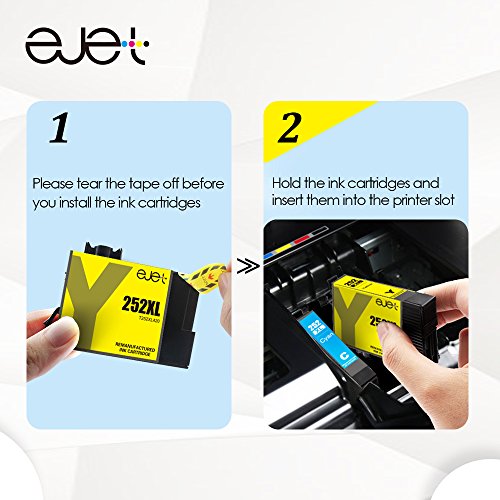 E-jet Remanufactured for Epson 252 252XL Ink Cartridge Combo Pack use with Epson WorkForce WF-3640 WF-3630 WF-3620 WF-7610 WF-7620 WF-7110 Printer (4 Pack)