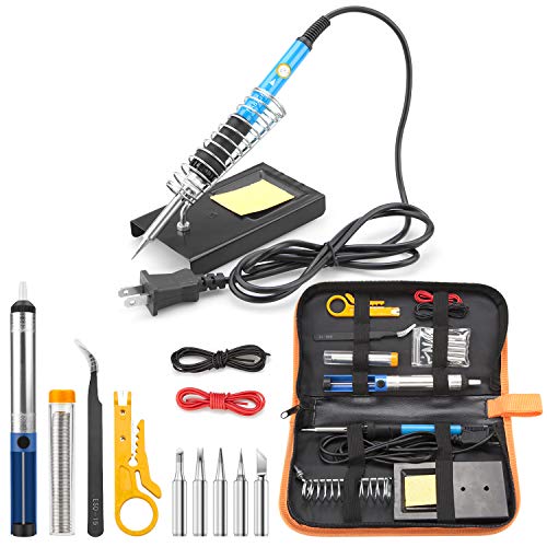 Tabiger Soldering Iron Kit 15-in-1, 60W Soldering Iron with Adjustable Temperature, Soldering Gun, 5pcs Soldering Iron Tips, Solder Wire, Desoldering Pump, Tweezer, Soldering Stand, Tool Case - Thumbnail 7