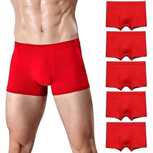 Men's underwear soft combed cotton flat angle underwear elastic underwear bag Red