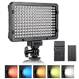 ESDDI LED Video Light, 176 LED Ultra Bright Dimmable CRI 95+ Camera Light with Battery Set and 5 Color Filters for DSLR Cameras Camcorder
