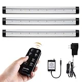 Albrillo Dimmable Remote Control LED Under Cabinet Lighting (3-Bar-Kit, Warm White 3000K)