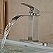 Zovajonia Brushed Nickel Bathroom Basin Fauce Hot Cold Water Waterfall Washroom Mixer Tap with10 inch Cover Plate 1 or 3 Holes Deck Mounted