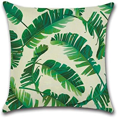 OUREIDOO Tropical Plants Palm Leaf Green Leaves Cushion Covers Cushion Cover Decorative Linen Pillow Case