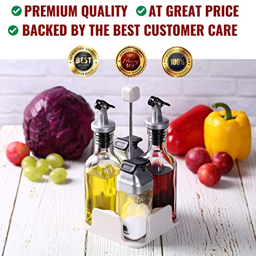 PREMIUM Oil and Vinegar Dispenser Set with Convenient SelfClose Spout