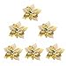M2cbridge Pack of 6 Glitter Artificial Wedding Christmas Flowers Red Glitter Poinsettia Christmas Tree Ornaments Dia 9 Inch (Golden)