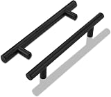 LONTAN 5 Pack 160mm Black Cabinet Handles Stainless Steel T Bar Pulls