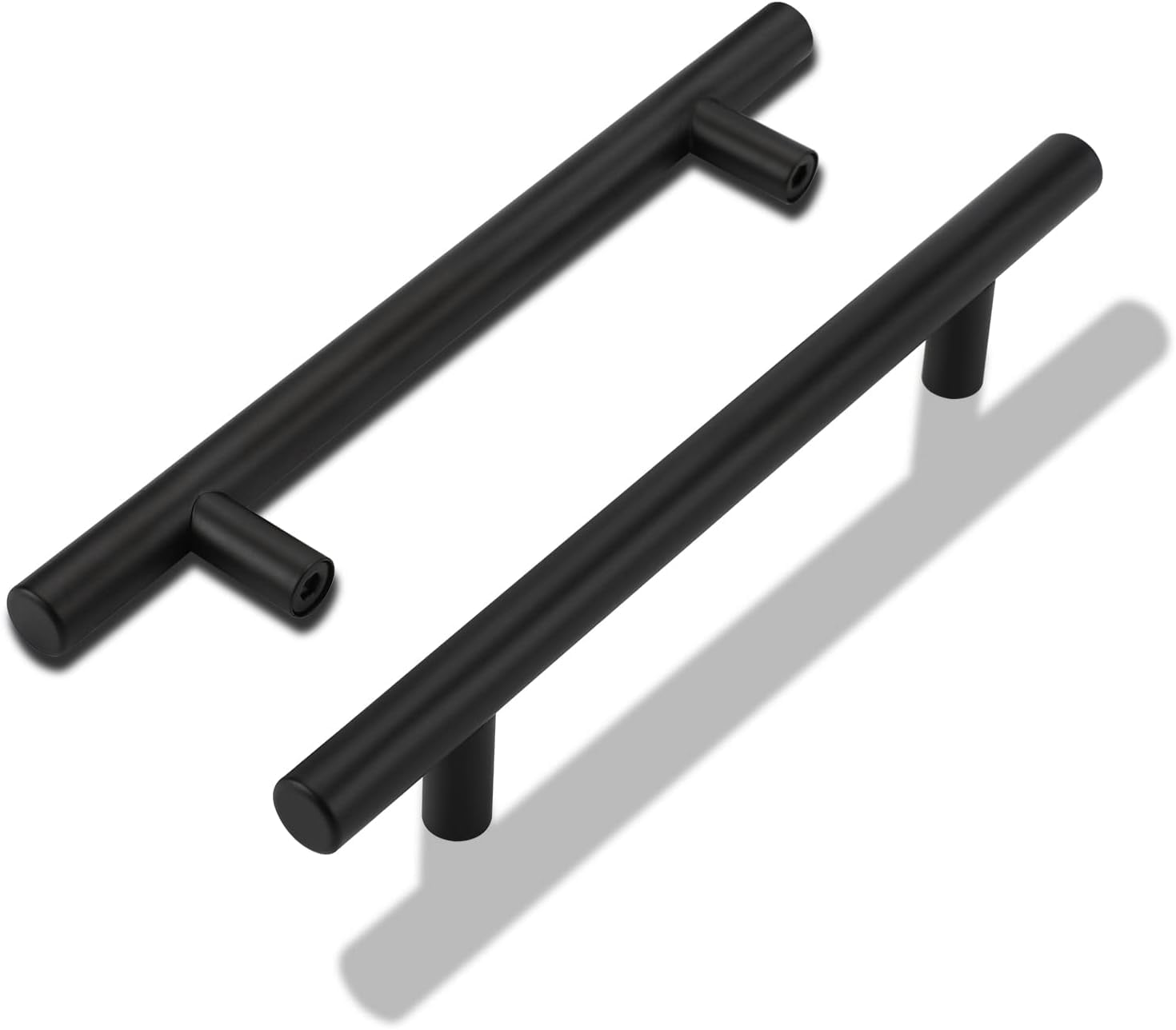 LONTAN 1 Pack Kitchen Door Handles 160mm Black Kitchen Cupboard Handles Black Cupboard Pulls Drawer Pulls for Cabinet Wardrobe Bathroom Stainless Steel — image 1
