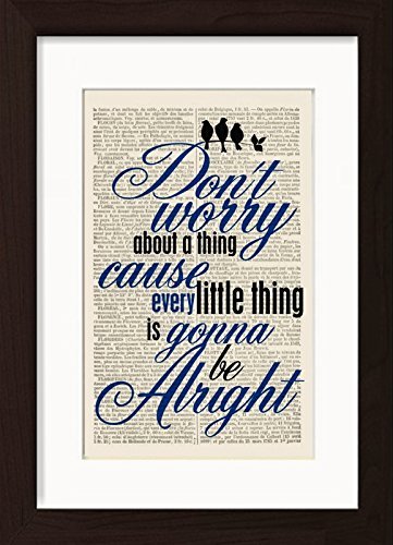 Bob Marley Inspired Three Little Birds Lyrics Ready To Frame Mounted /Matted Dictionary Art Print