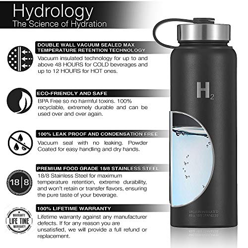 Hydrology Water Bottle Adventure Edition With 3 LIDS Double Wall