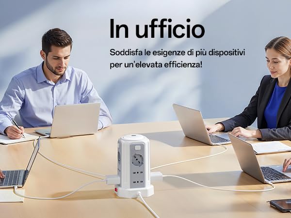 2 M Power Strip with Night Light 12 Universal Sockets 10/16A ITA and Schuko and 3 USB A+1 USB C Overvoltage Protection with 4 Independent Switches for Office, Home