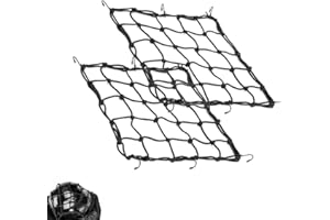 Emapoy 2 Pack Black Cargo Nets, 15.7"X15.7" Heavy Duty Latex Bungee Net Stretches to 31.5"x31.5", Gear Helmet Luggage Net for